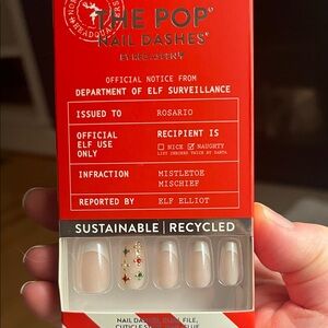 The Pop Nail Dashes by Red Aspen - Nude Press-On Nails with Holiday Gems